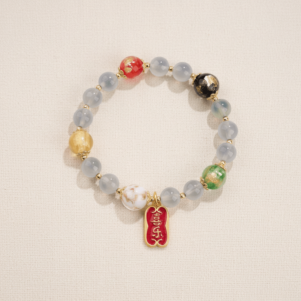 Grey-White Candy Agate Joy & Peace Bracelet — Radiance Collection - Ocean Rielle Studio