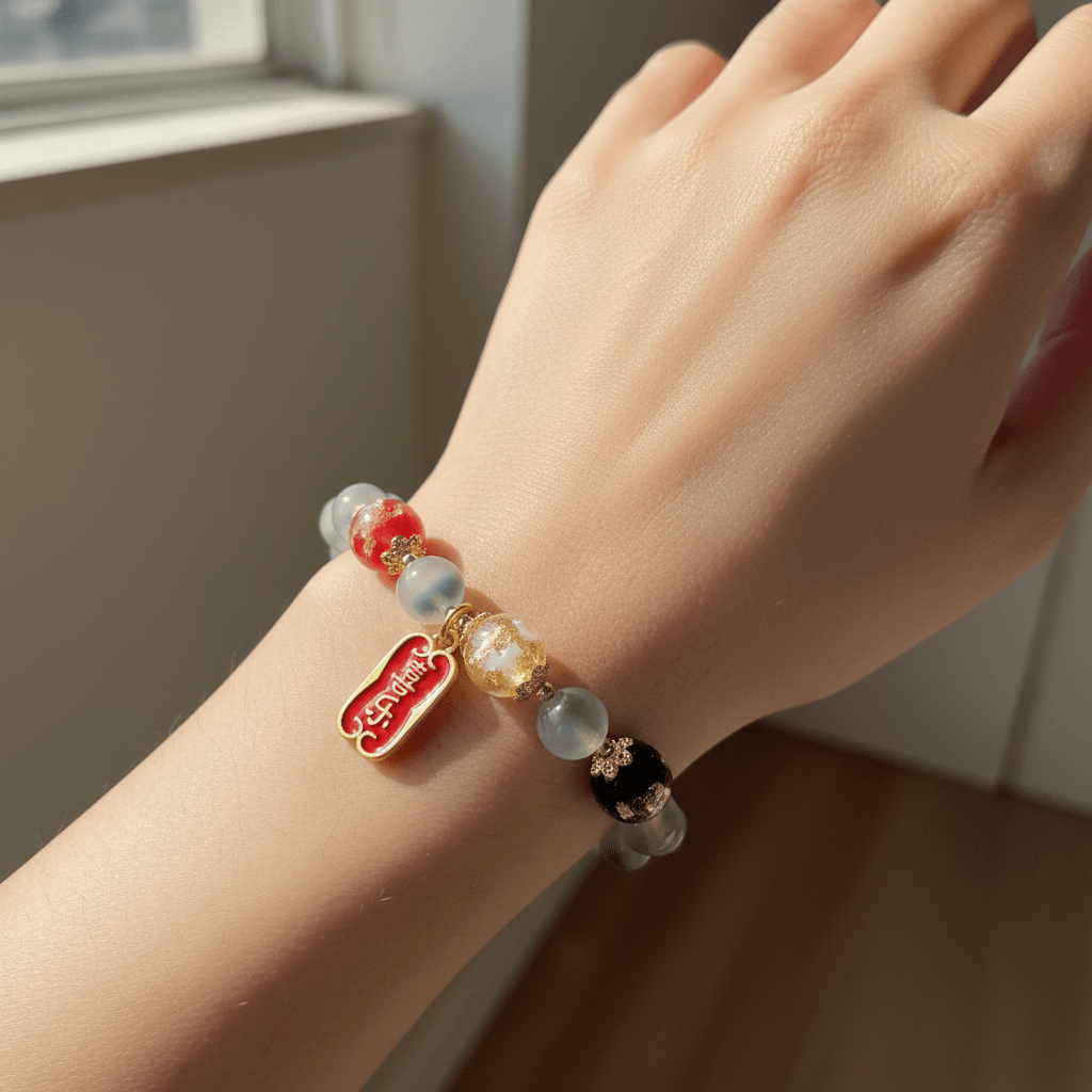 Grey-White Candy Agate Joy & Peace Bracelet — Radiance Collection - Ocean Rielle Studio