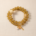 Yellow Candy Agate Double Wrap Lucky Lotus Bracelet — Main Image