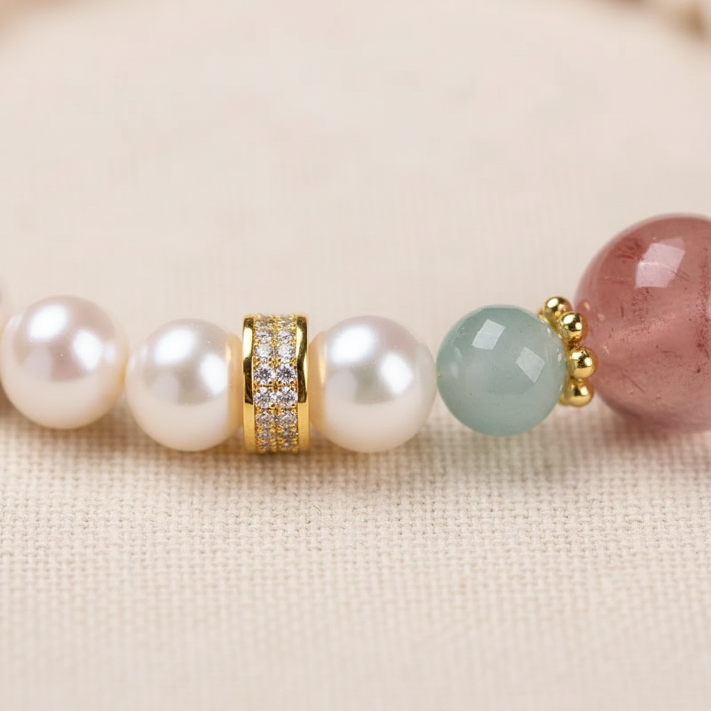 Gold diamond-encrusted rondelle spacer close-up