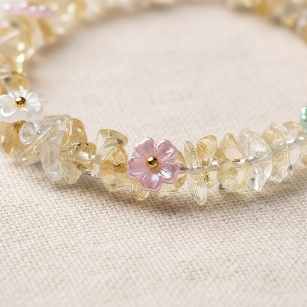Citrine ice-chip bead close-up detail