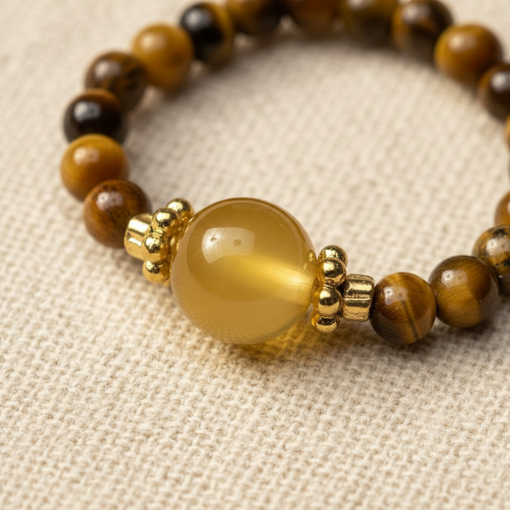 Golden agate center bead detail
