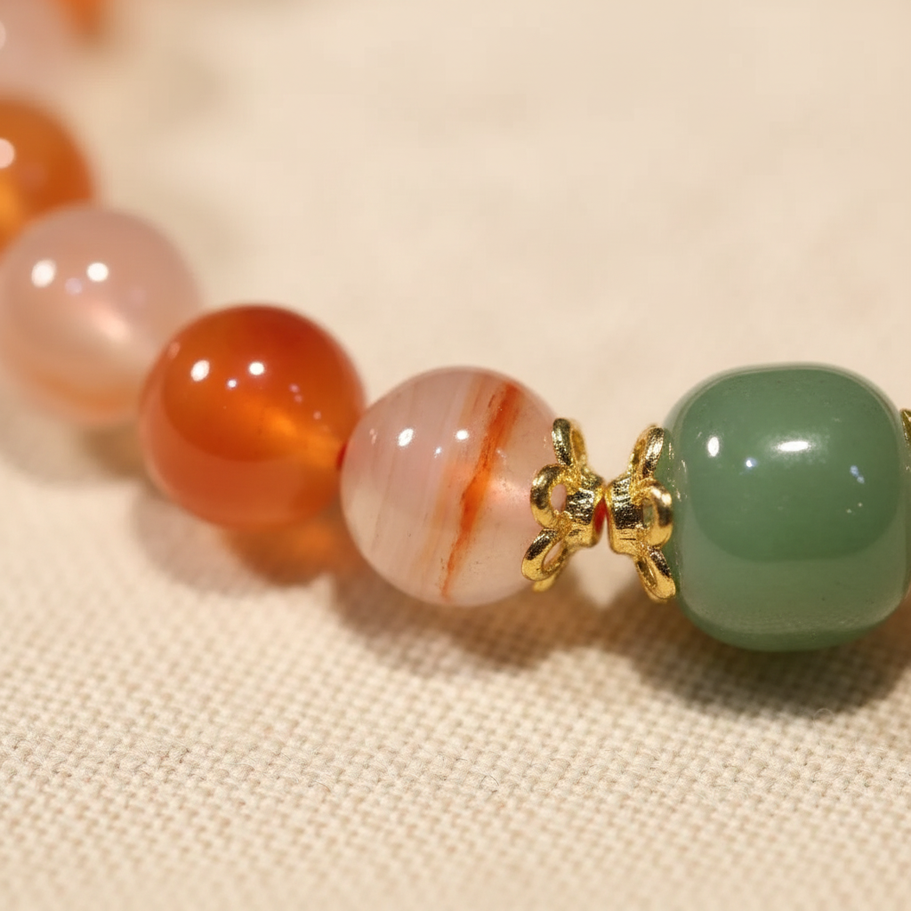 Carnelian agate bead close-up detail