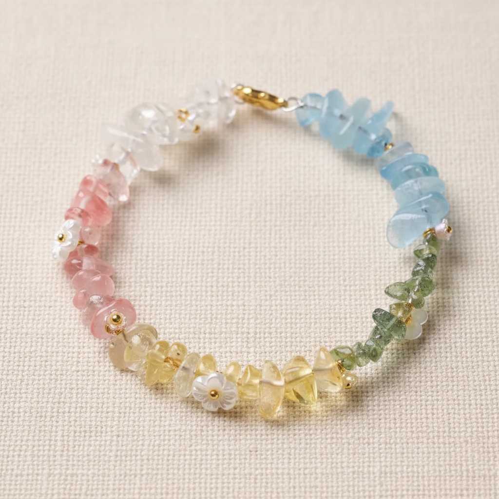 White shell daisy flower charms with gold center beads close-up