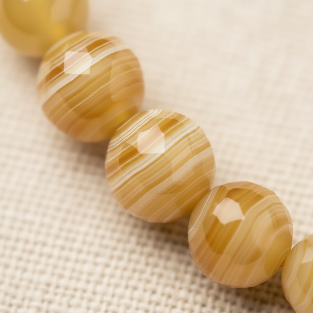 Golden agate bead detail close-up