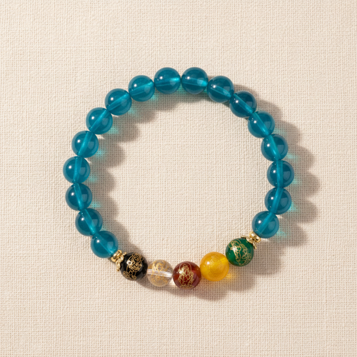 Blue Candy Agate Five Gods of Wealth Bracelet — Main Image