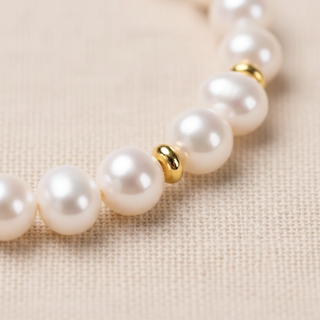 Gold rondelle spacer bead close-up