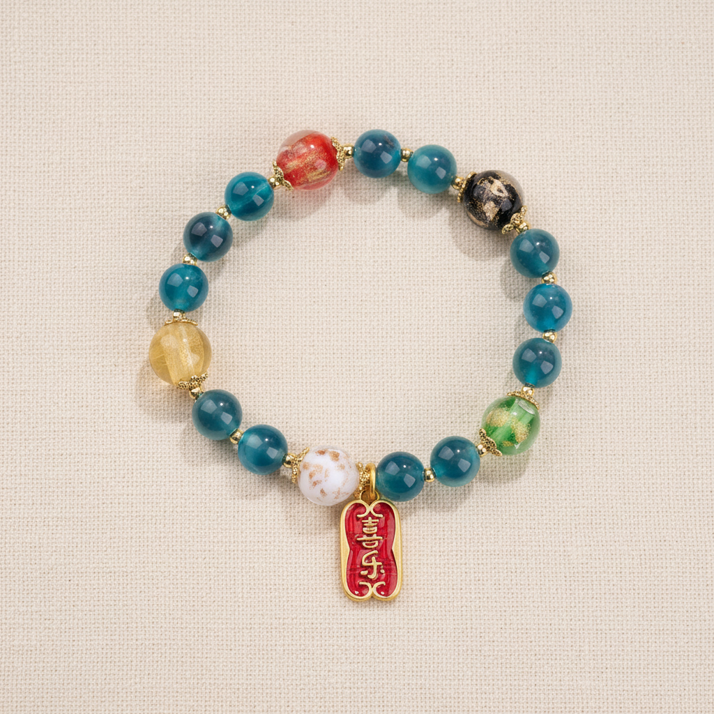 Blue Candy Agate Joy & Peace Bracelet — Main Image