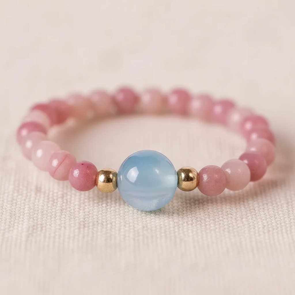 Blue chalcedony center bead detail