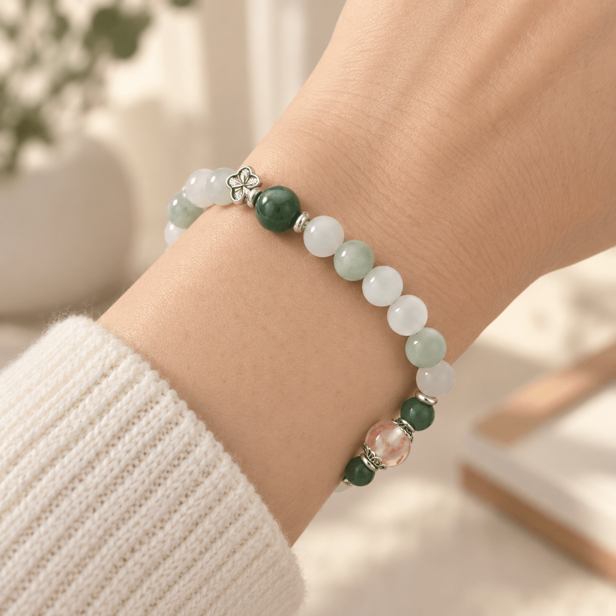 Jade Green & Moonstone Everbloom Bracelet - Ocean Rielle Studio