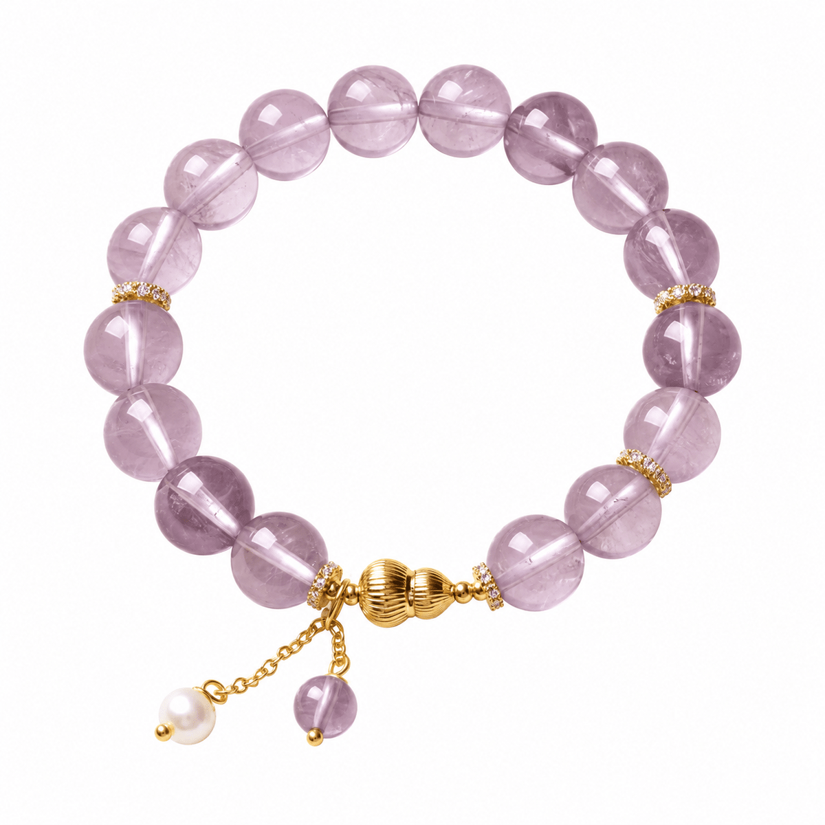 Lavender Amethyst & Pearl Pendant Bracelet - Ocean Rielle Studio