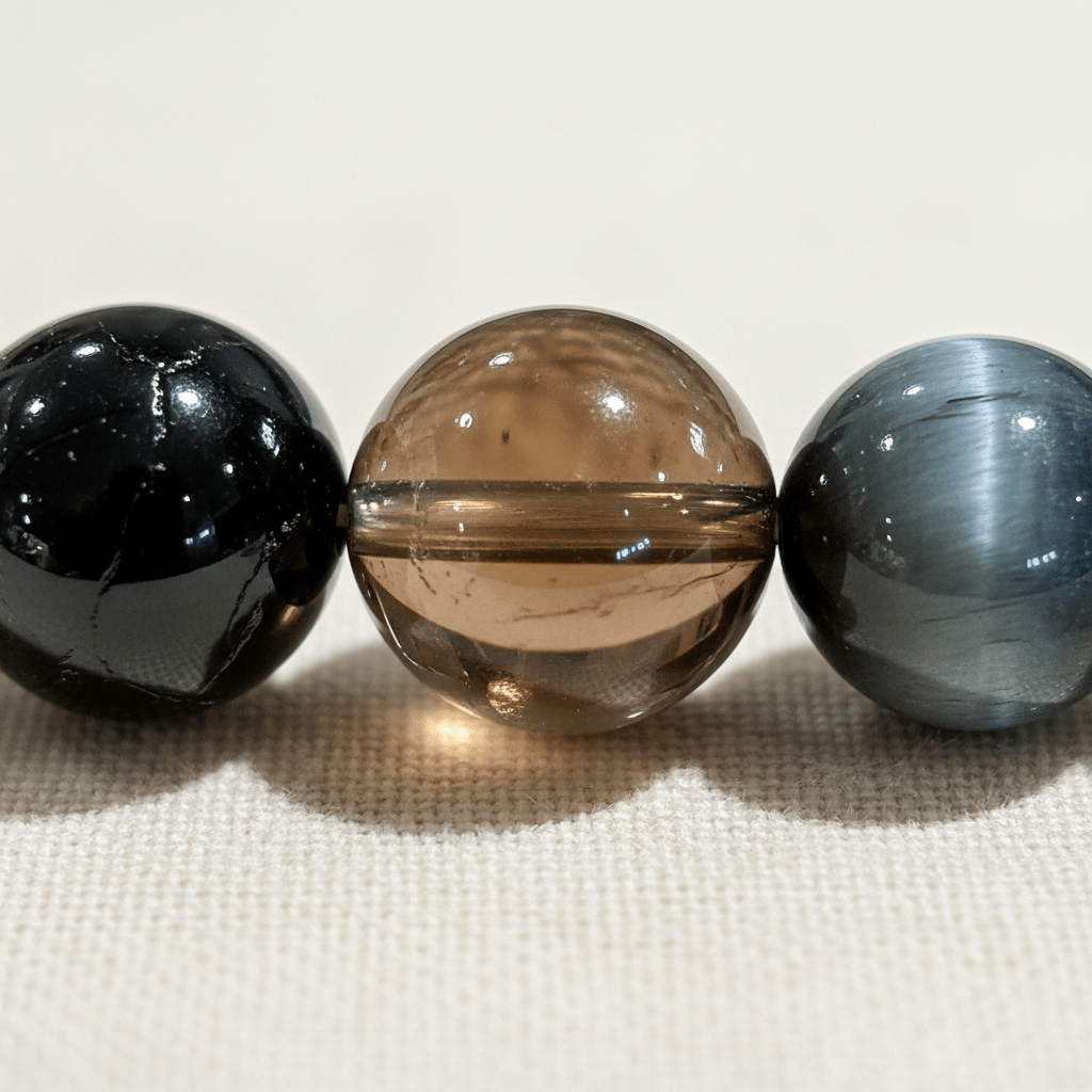Obsidian & Smoky Quartz Nightfall Cross Bracelet — Radiance Collection - Ocean Rielle Studio
