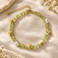 Peridot Ice-Chip Flower Wreath Bracelet - Ocean Rielle Studio