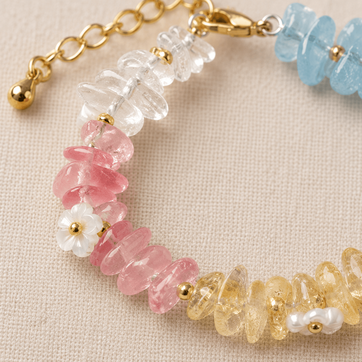Rainbow Crystal Ice-Chip Flower Wreath Bracelet - Ocean Rielle Studio