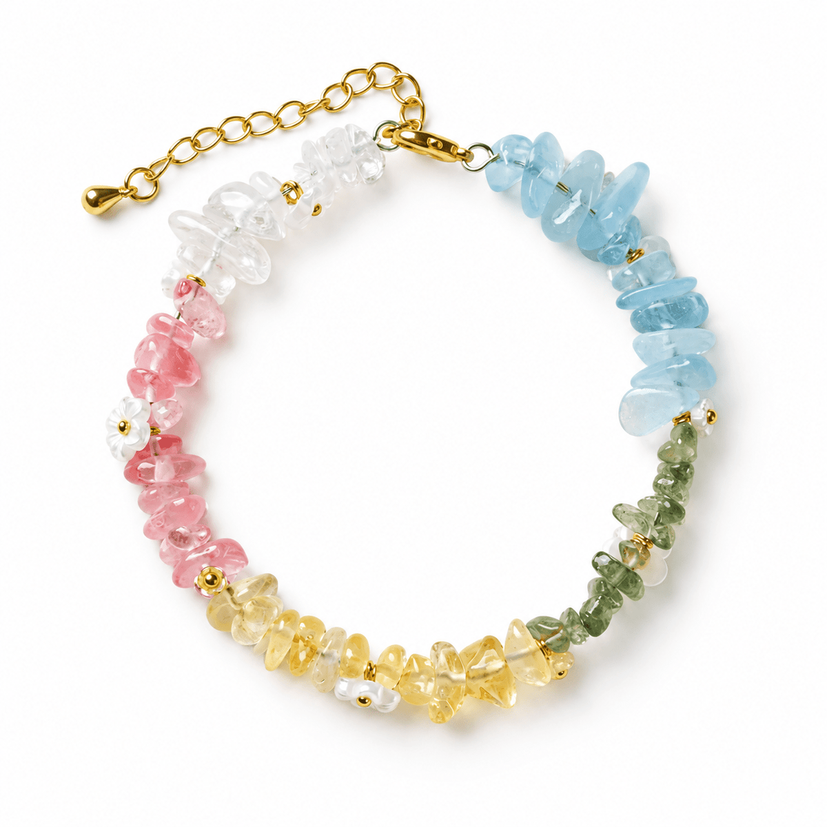 Rainbow Crystal Ice-Chip Flower Wreath Bracelet - Ocean Rielle Studio