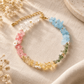 Rainbow Crystal Ice-Chip Flower Wreath Bracelet - Ocean Rielle Studio