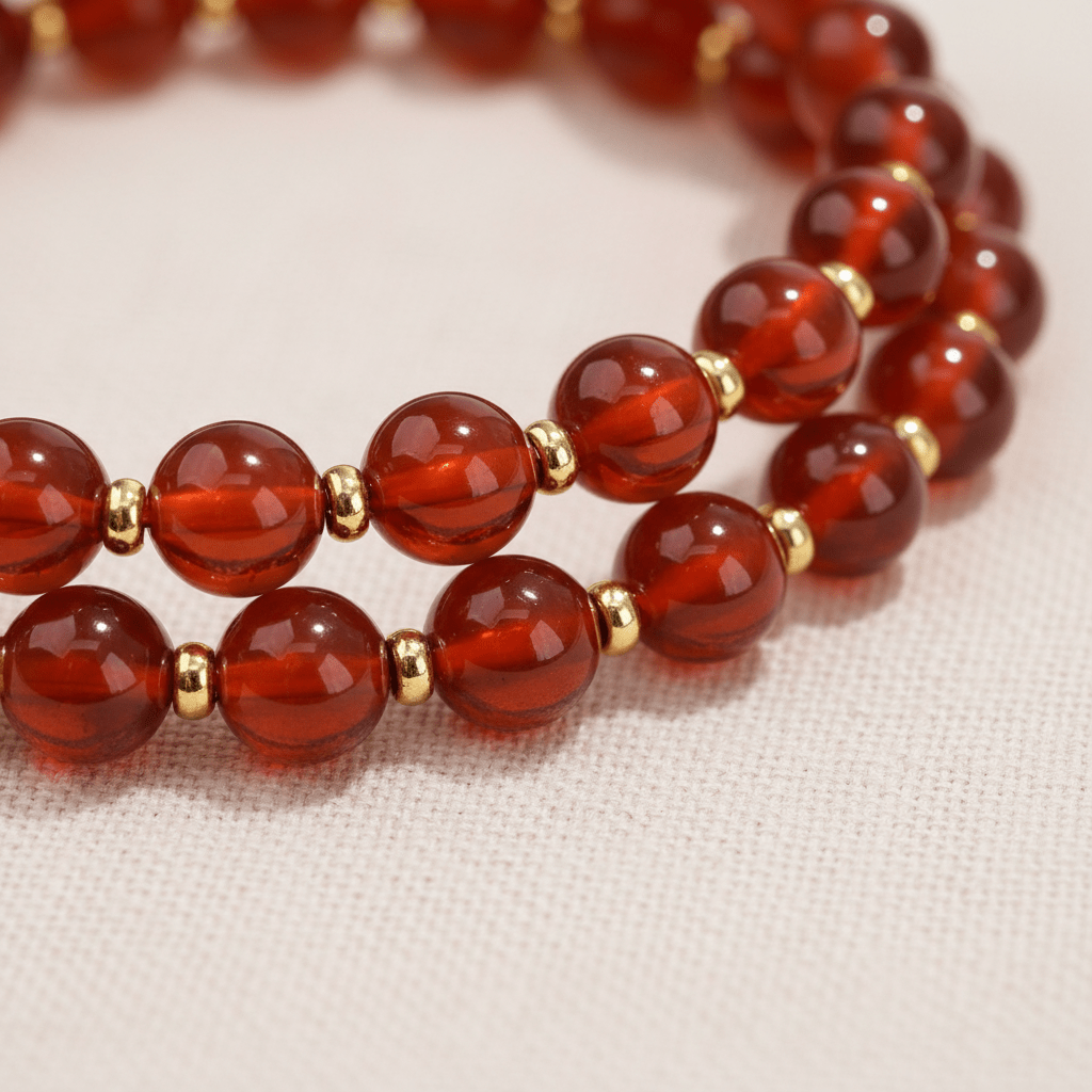 Red Candy Agate Double-Wrap Bracelet — Ember Collection - Ocean Rielle Studio