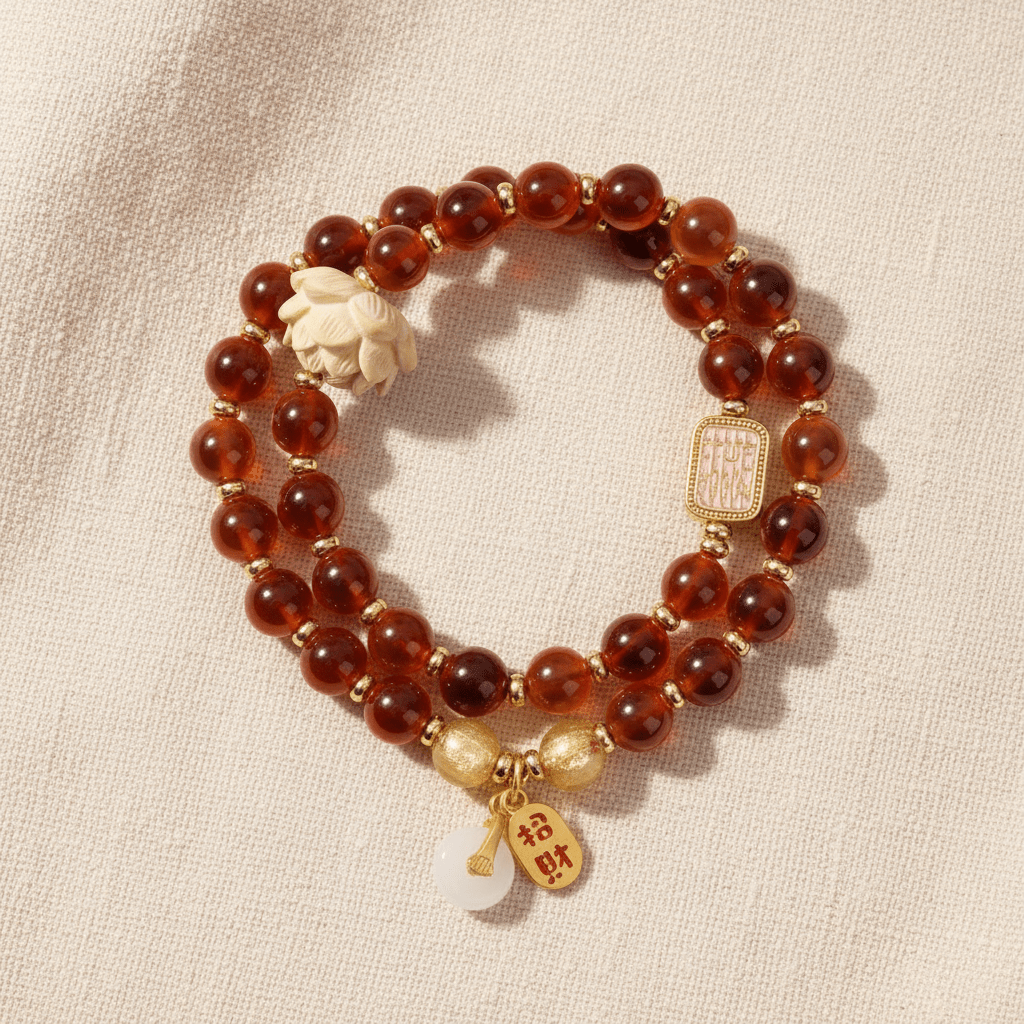 Red Candy Agate Double-Wrap Bracelet — Ember Collection - Ocean Rielle Studio