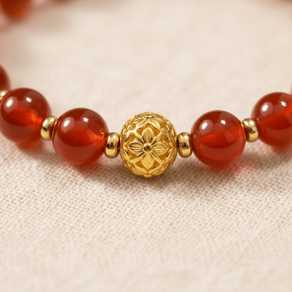 Red Candy Agate Double-Wrap Bracelet — Ember Collection - Ocean Rielle Studio