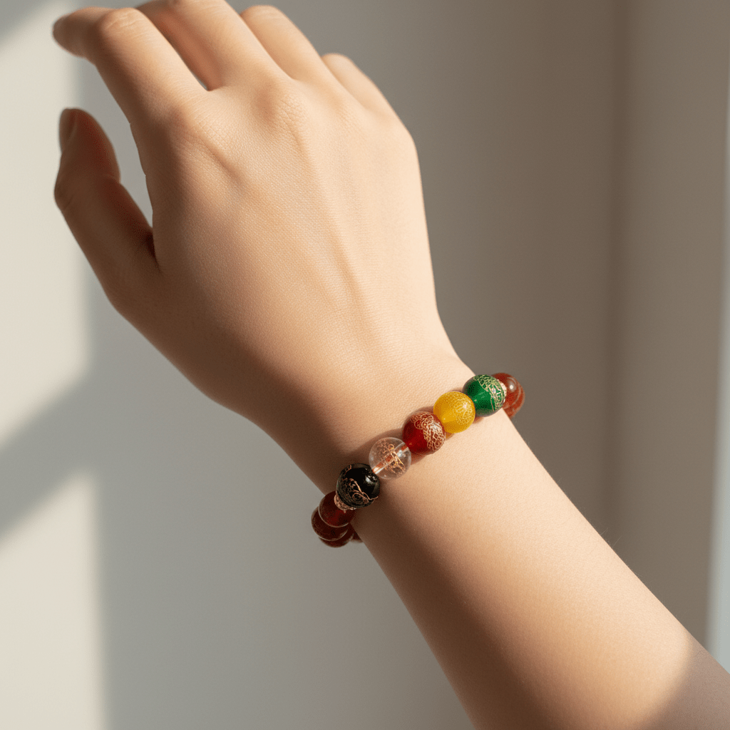 Red Candy Agate Five Gods of Wealth Bracelet — Ember Collection - Ocean Rielle Studio