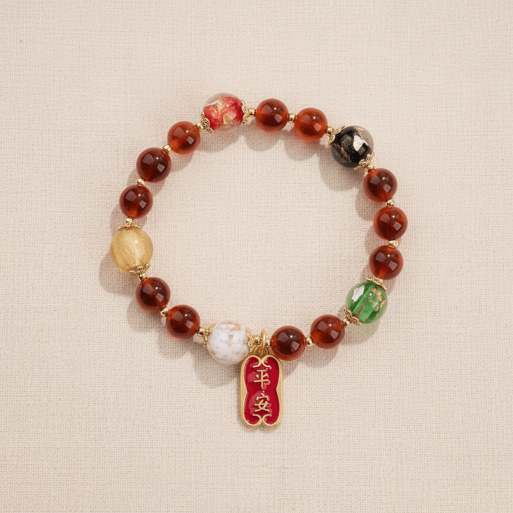 Red Candy Agate Joy & Peace Bracelet — Ember Collection - Ocean Rielle Studio