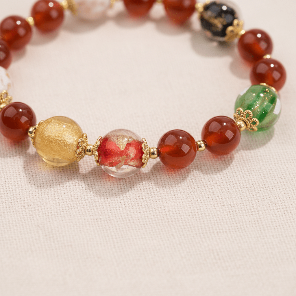 Red Candy Agate Joy & Peace Bracelet — Ember Collection - Ocean Rielle Studio