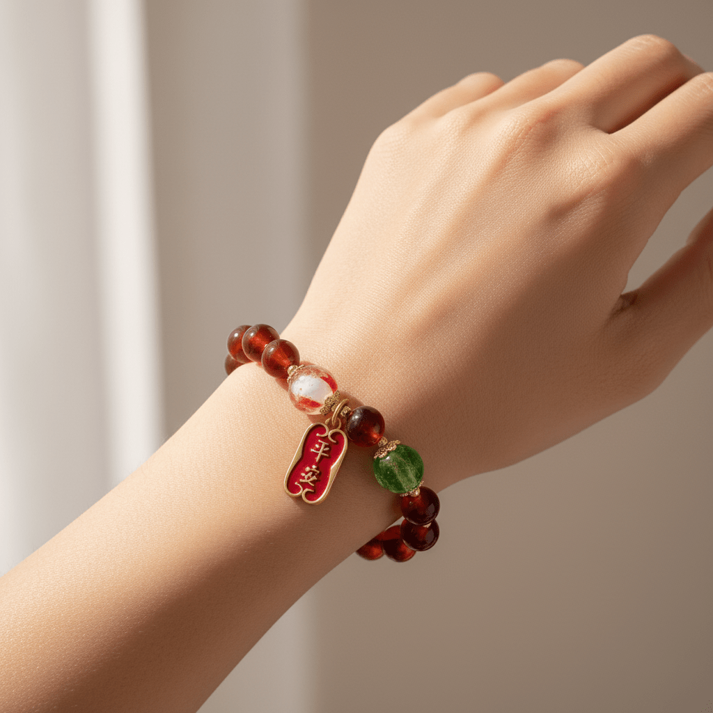 Red Candy Agate Joy & Peace Bracelet — Ember Collection - Ocean Rielle Studio