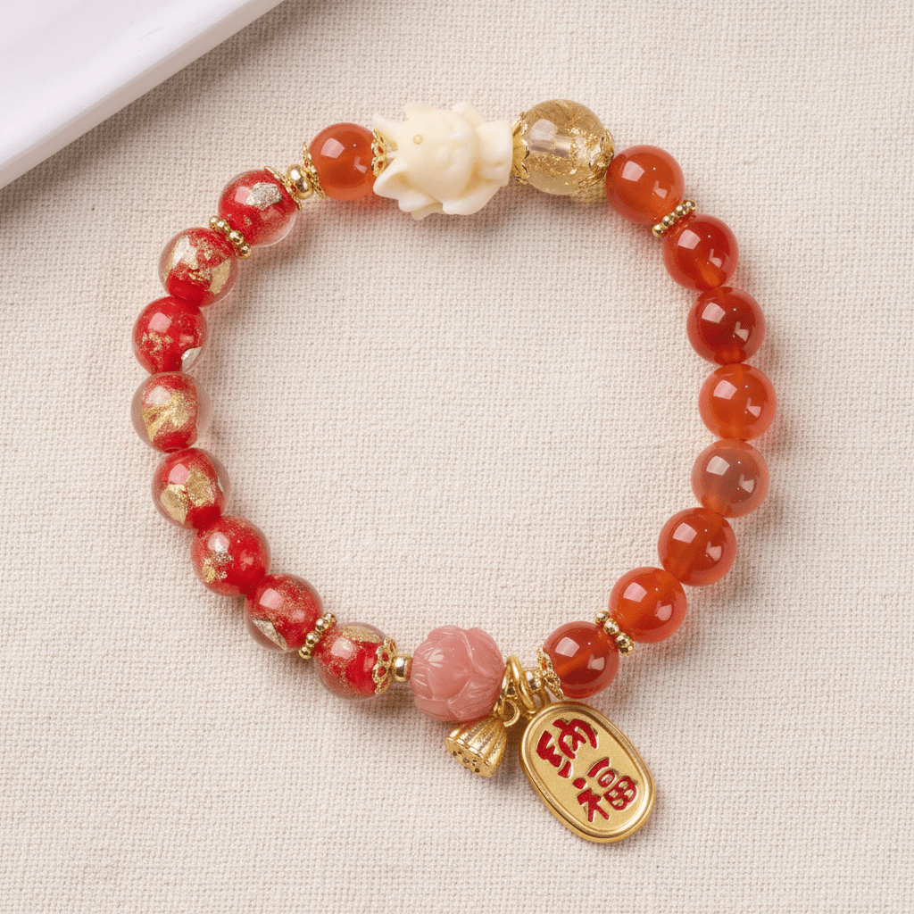 Red Candy Agate Wealth Bracelet — Ember Collection - Ocean Rielle Studio