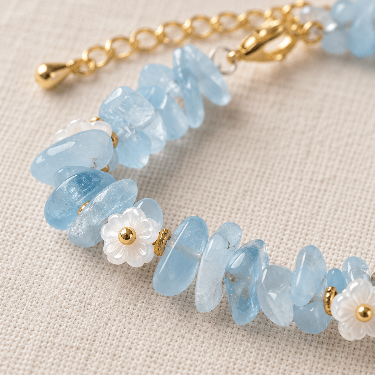 Strawberry Quartz Ice-Chip Flower Wreath Bracelet - Ocean Rielle Studio