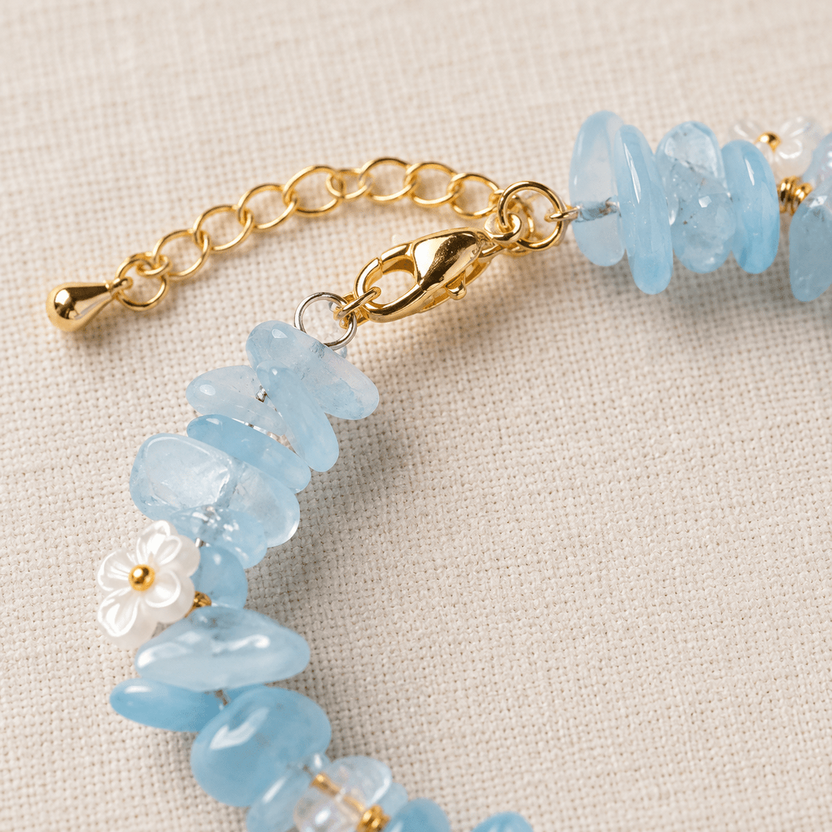 Strawberry Quartz Ice-Chip Flower Wreath Bracelet - Ocean Rielle Studio