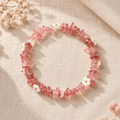 Strawberry Quartz Ice-Chip Flower Wreath Bracelet - Ocean Rielle Studio