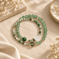 Strawberry Quartz & Water Grass Agate Double-Wrap Bracelet - Ocean Rielle Studio