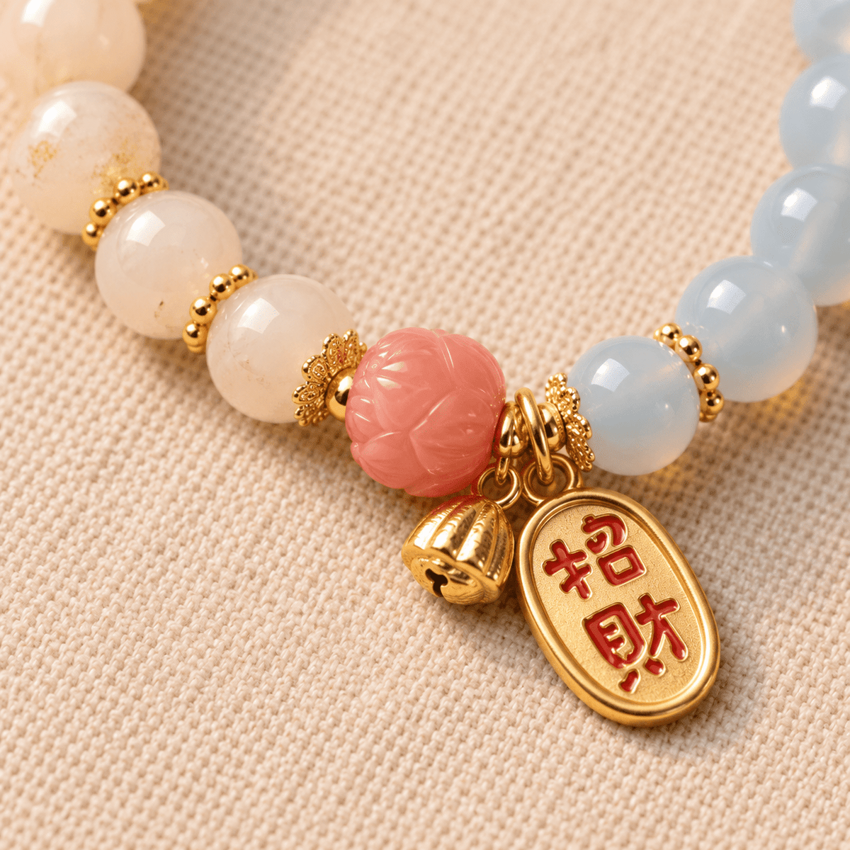 White & Blue Crystal Lucky Lotus Bracelet - Ocean Rielle Studio