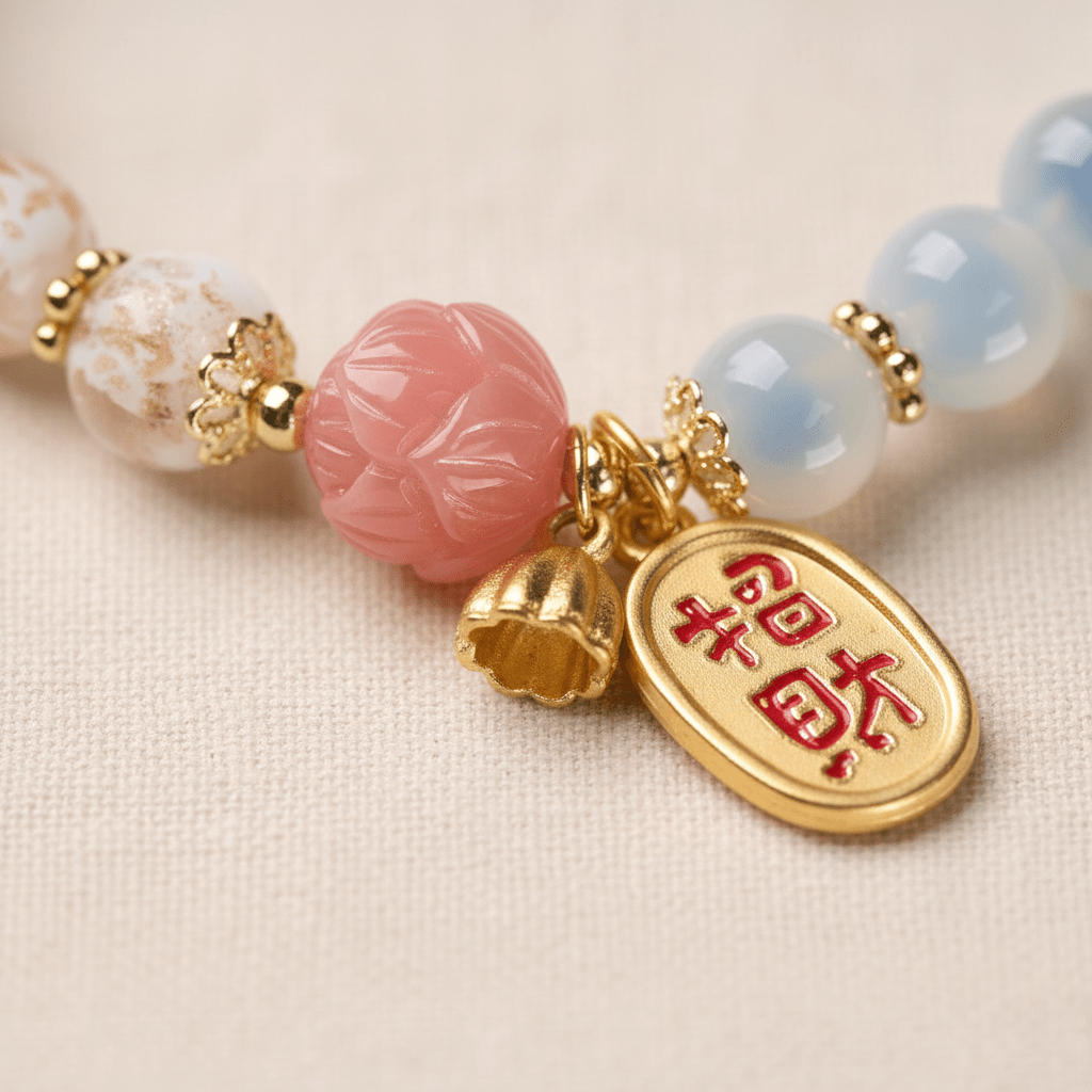 White & Blue Crystal Lucky Lotus Bracelet — Radiance Collection - Ocean Rielle Studio