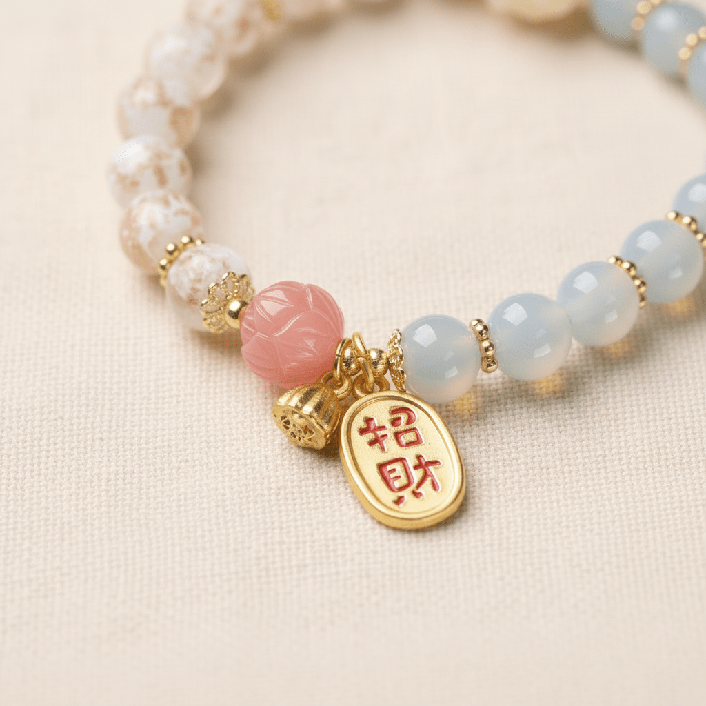 White & Blue Crystal Lucky Lotus Bracelet — Radiance Collection - Ocean Rielle Studio