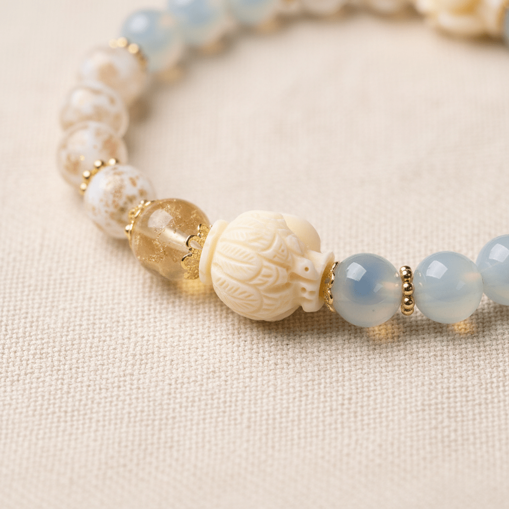 White & Blue Crystal Lucky Lotus Bracelet — Radiance Collection - Ocean Rielle Studio