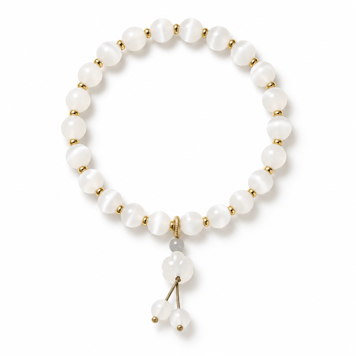 White Cat's Eye & Gourd Charm Bracelet - Ocean Rielle Studio