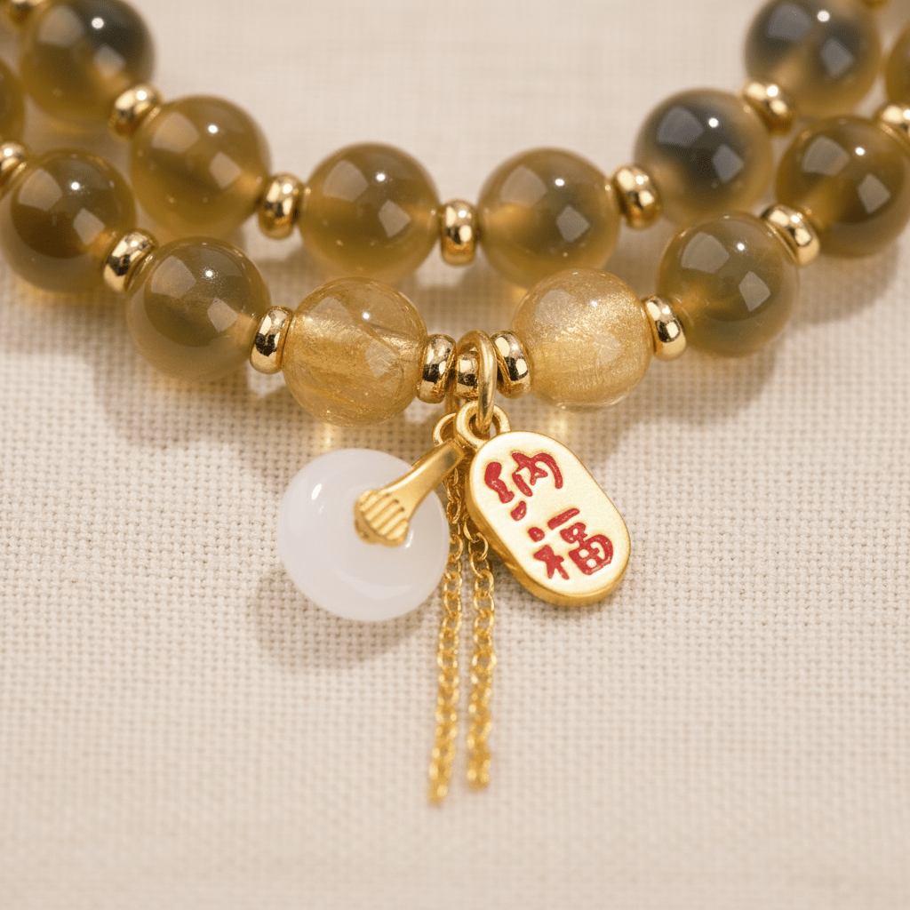 Yellow Candy Agate Double-Wrap Lucky Lotus Bracelet — Terra Collection - Ocean Rielle Studio