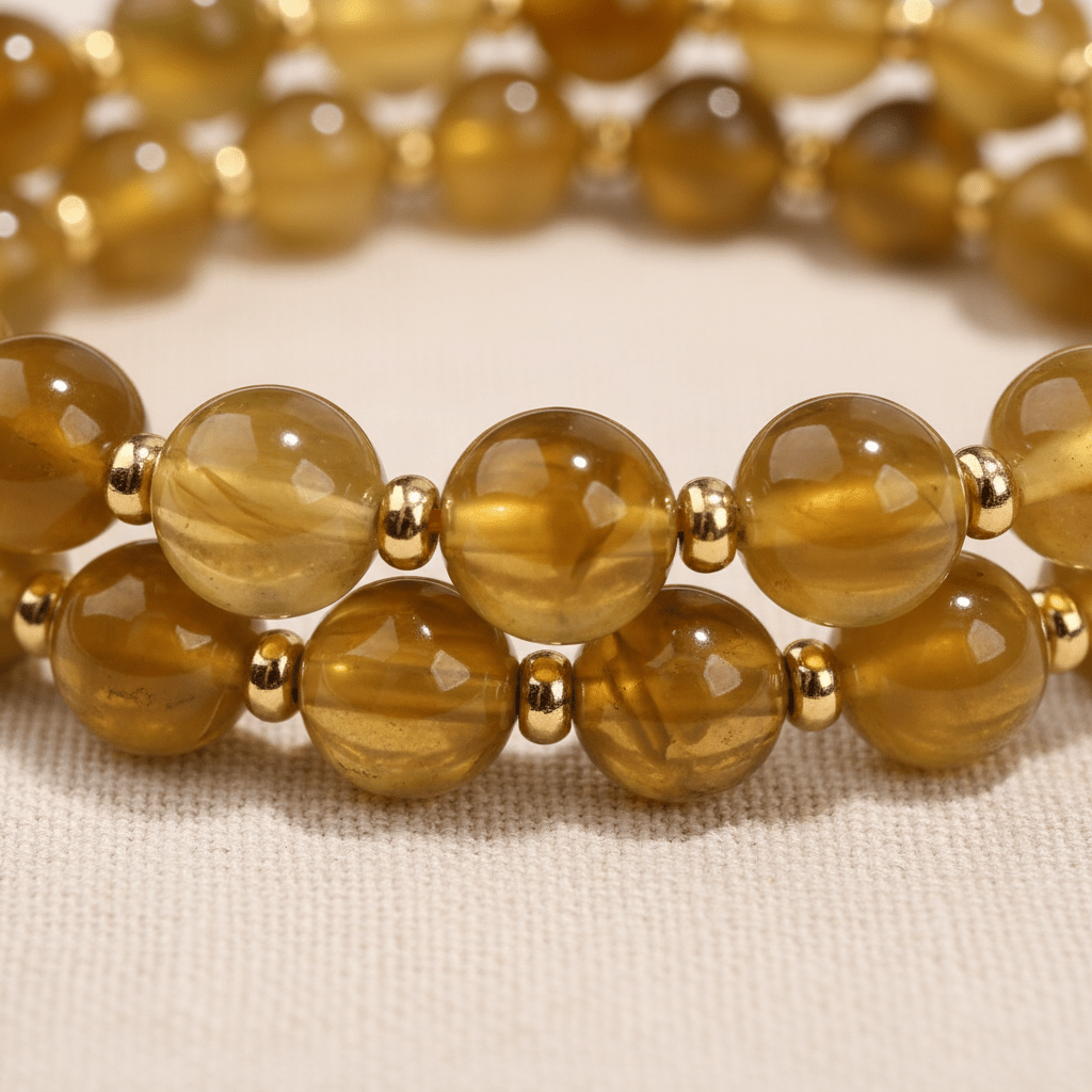 Yellow Candy Agate Double-Wrap Lucky Lotus Bracelet — Terra Collection - Ocean Rielle Studio