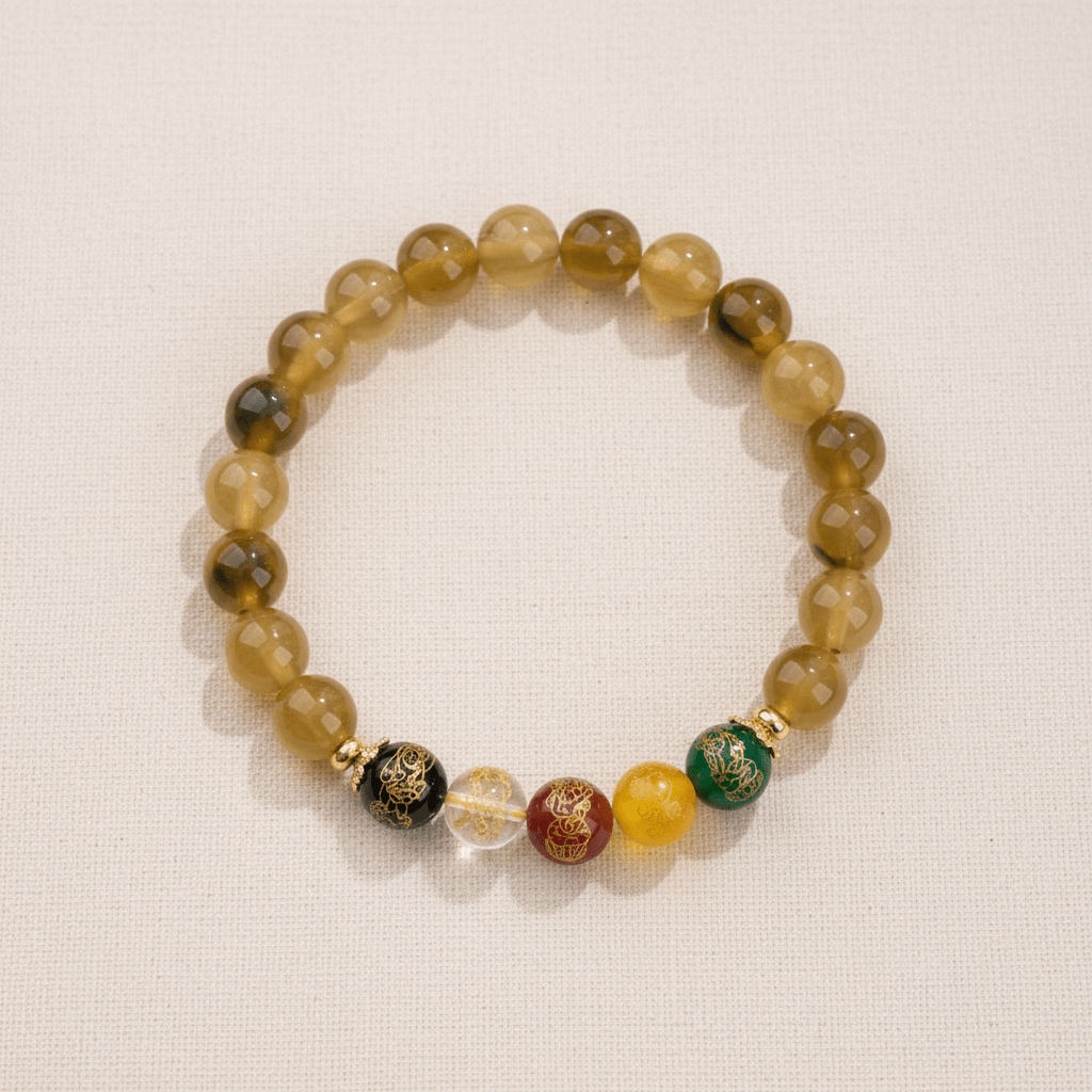 Yellow Candy Agate Five Gods of Wealth Bracelet — Terra Collection - Ocean Rielle Studio