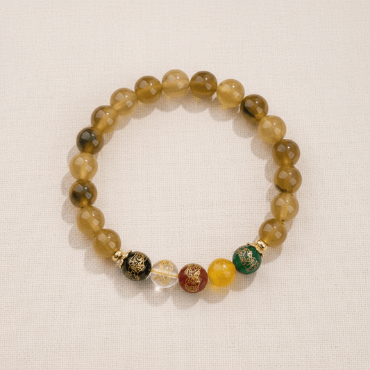 Yellow Candy Agate Five Gods of Wealth Bracelet — Terra Collection - Ocean Rielle Studio
