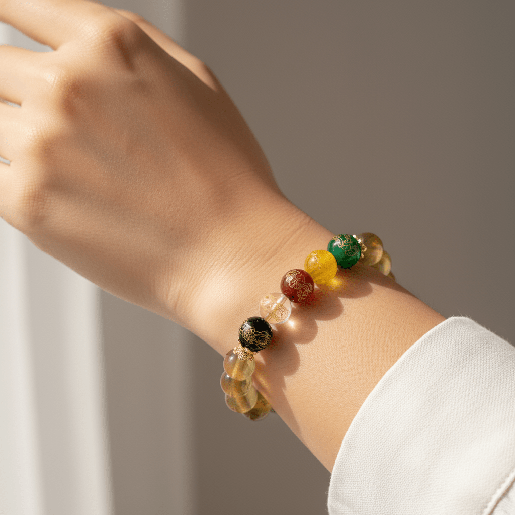 Yellow Candy Agate Five Gods of Wealth Bracelet — Terra Collection - Ocean Rielle Studio