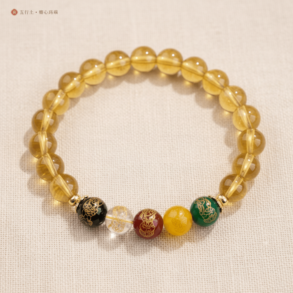 Yellow Candy Agate Five Gods of Wealth Bracelet — Terra Collection - Ocean Rielle Studio