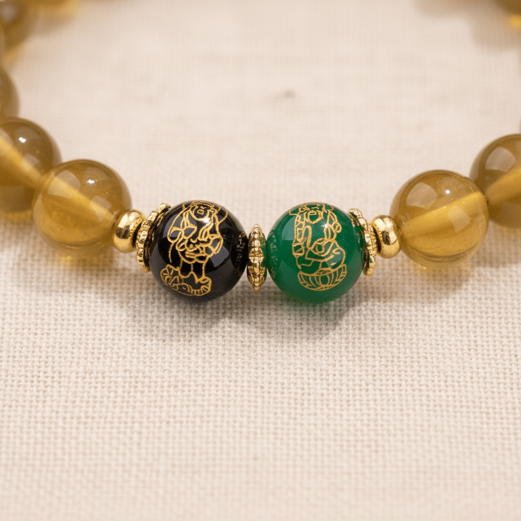 Yellow Candy Agate Five Gods of Wealth Bracelet — Terra Collection - Ocean Rielle Studio