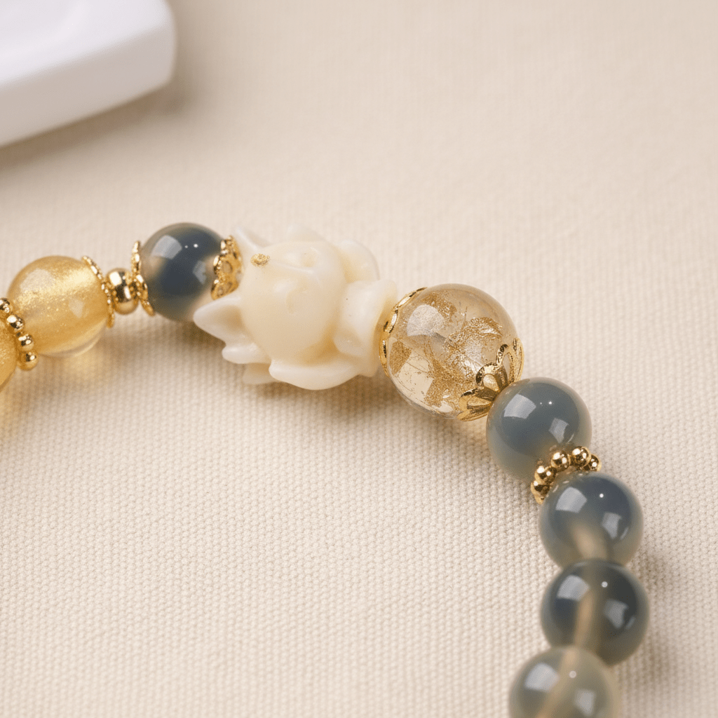 Yellow Candy Agate Lucky Lotus Wealth Bracelet — Terra Collection - Ocean Rielle Studio