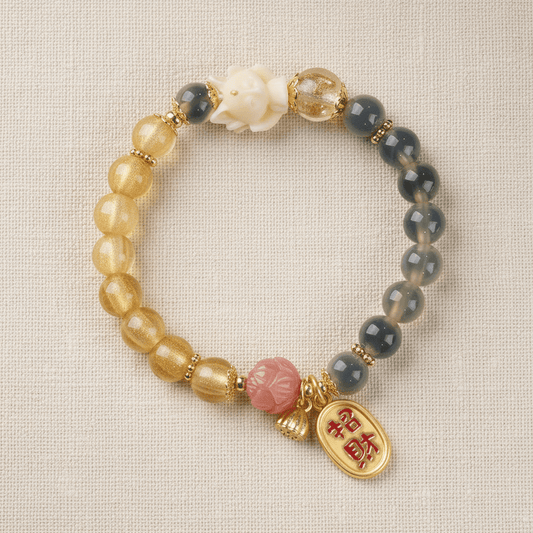 Yellow Candy Agate Lucky Lotus Wealth Bracelet — Terra Collection - Ocean Rielle Studio